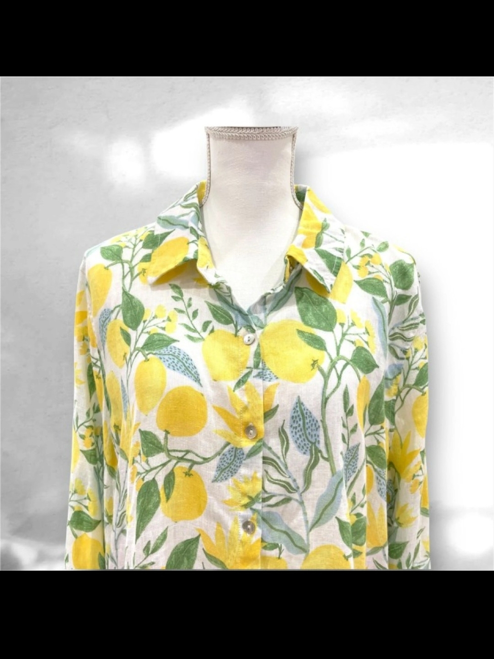 Martha Stewart Lemon Linen Shirt in Yellow & Green - Picture 5 of 6